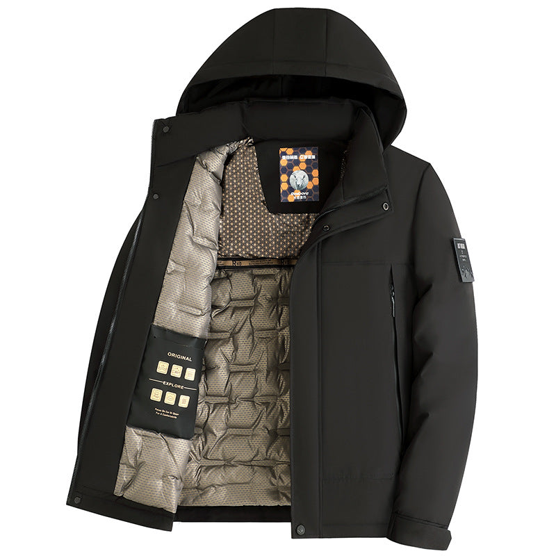 Herren Wattierte Kapuzenjacke mit 3D-Quilt-Innenfutter und wasserabweisender Außenhülle Shop Nory
