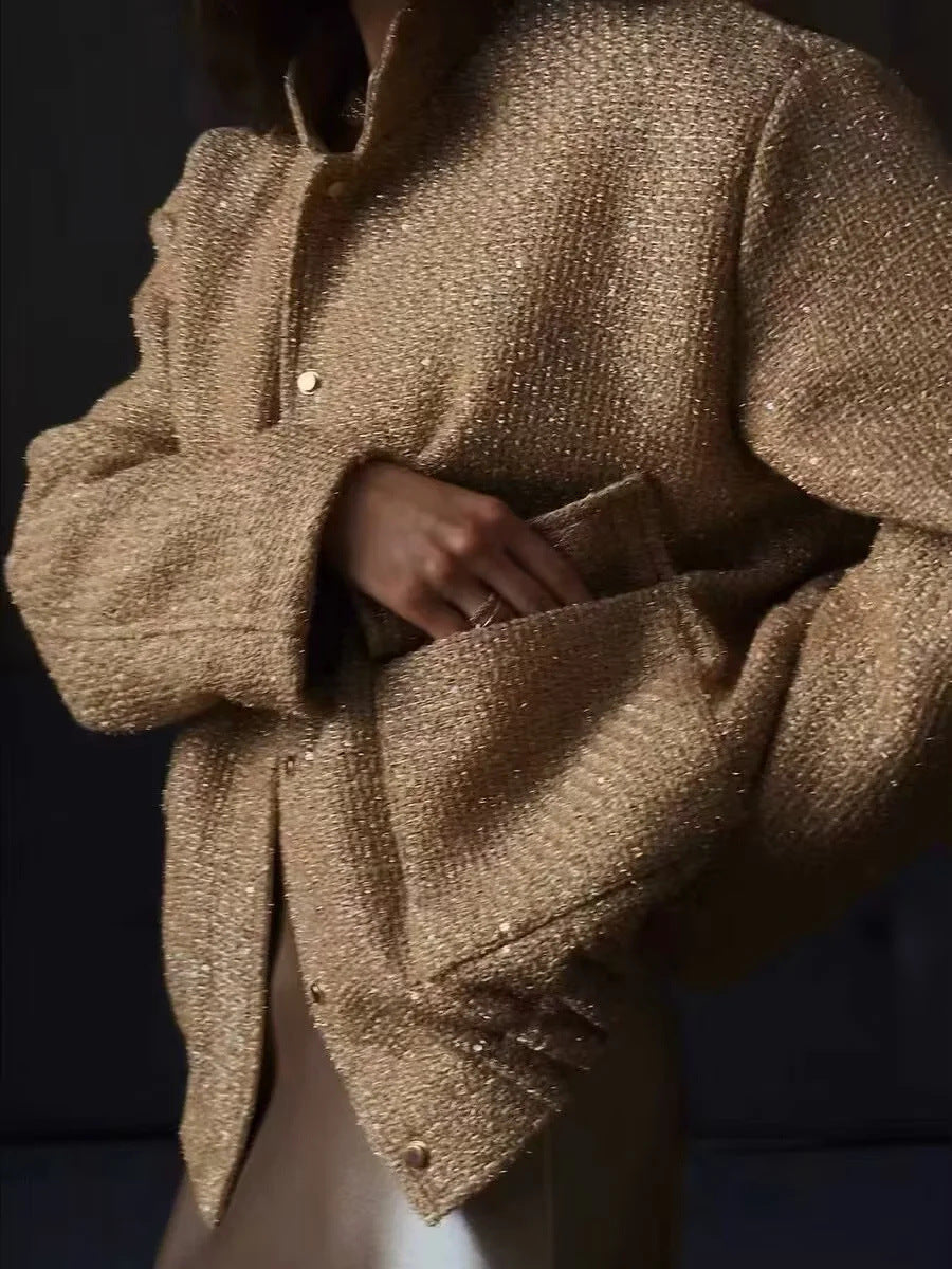 Gold Pailletten Stehkragenjacke
