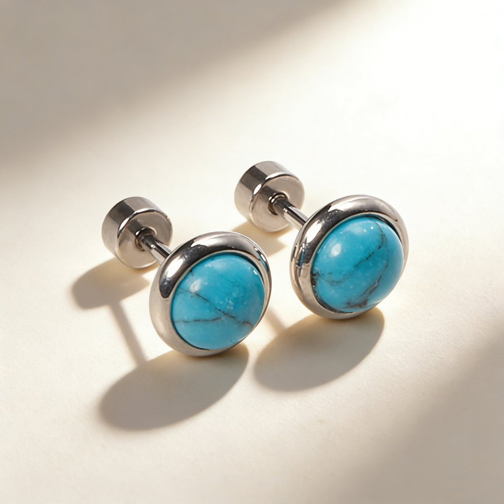 Damen Ohrstecker mit hochglänzendem Goldrahmen und buntem Stein Shop Nory