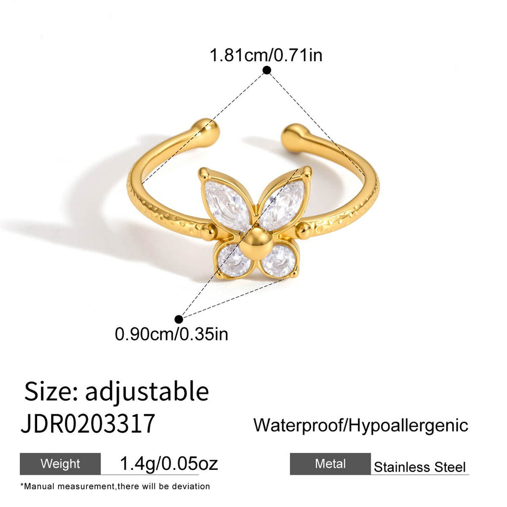 Damen Offenes Ring mit floralen Zirkonia-Details Shop Nory