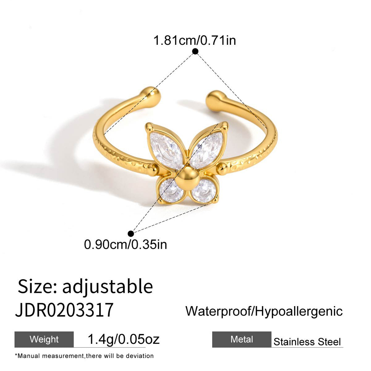 Damen Offenes Ring mit floralen Zirkonia-Details Shop Nory