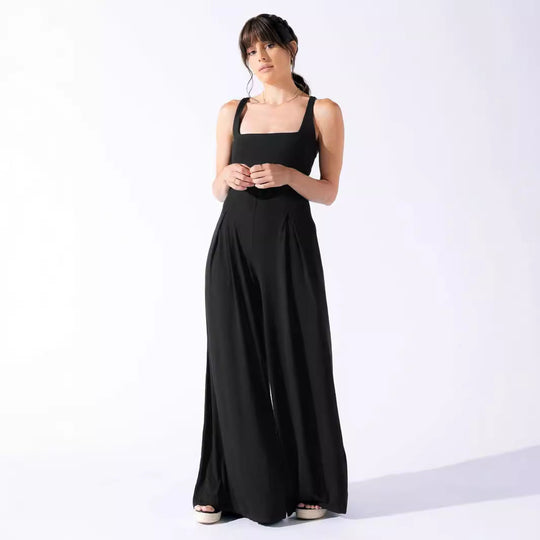 Damen Jumpsuit mit weit geschnittenem Bein und tiefem Rückenausschnitt