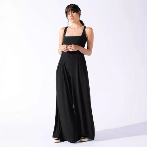 Damen Jumpsuit mit weit geschnittenem Bein und tiefem Rückenausschnitt