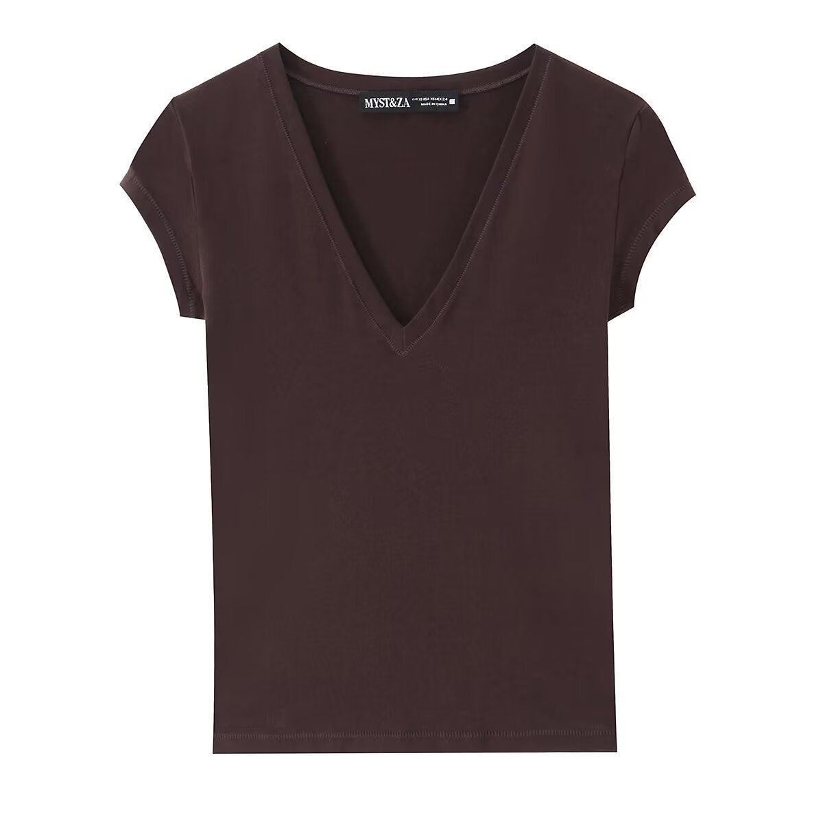 Damen T-Shirt mit modernem V-Ausschnitt und angenehmem Baumwollmix