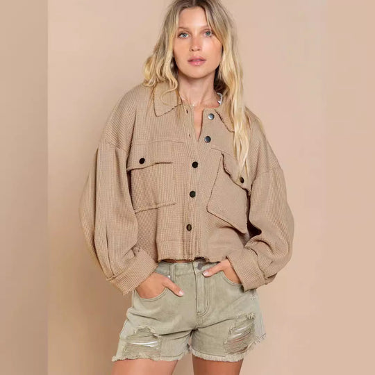 Damen gemütliche Waffle-Jacke