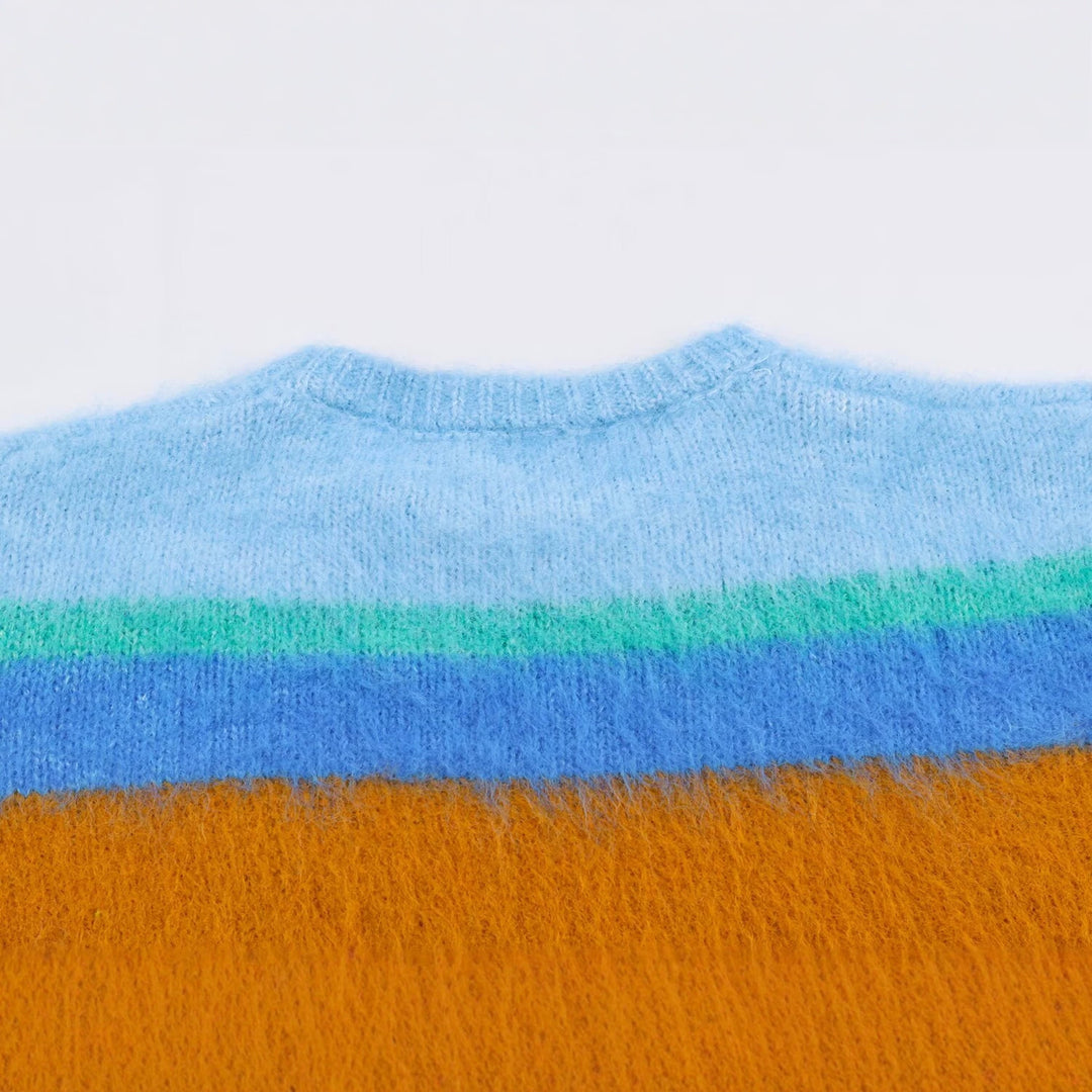 Damen Oversize Mohair‑Look Streifenpullover mit Rundhalsausschnitt Shop Nory