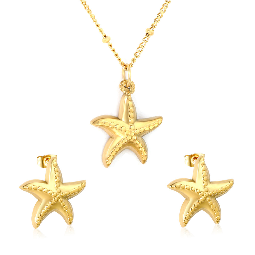 Damen Schmuckset mit glänzendem Sternenanhänger und passenden Ohrsteckern Shop Nory