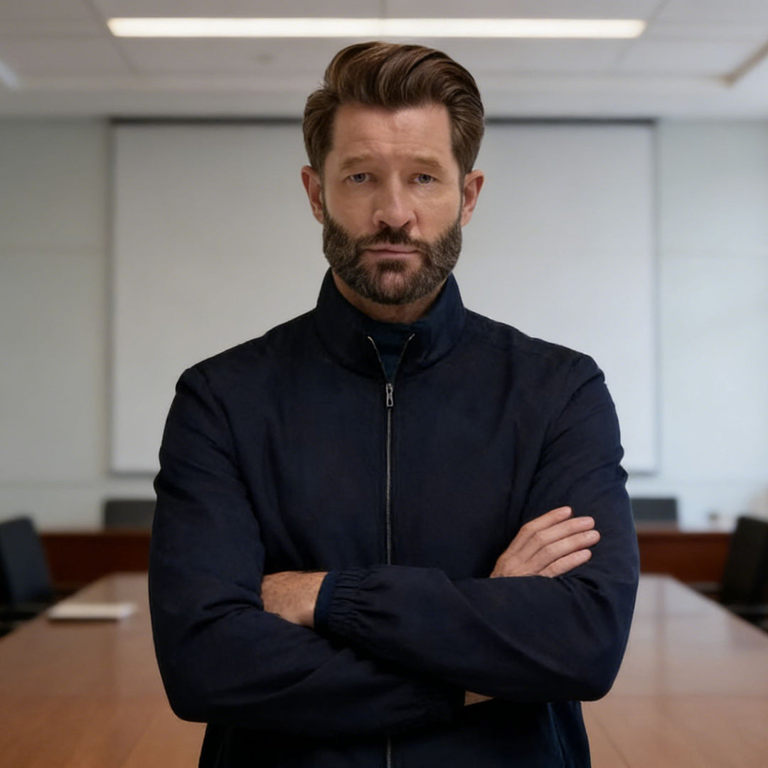 Herren Leichte Zip-Übergangsjacke mit Stehkragen und minimalen Nähten Shop Nory