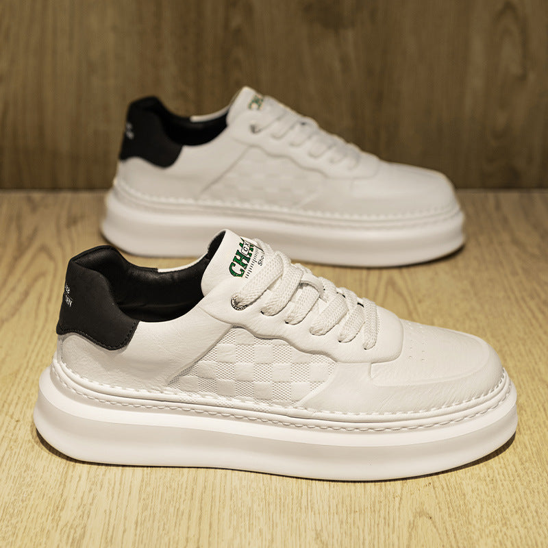 Unisex Voluminöse niedrige Sneaker mit geprägtem Schachbrettmuster und gepolstertem Fersenkragen Shopy Nory