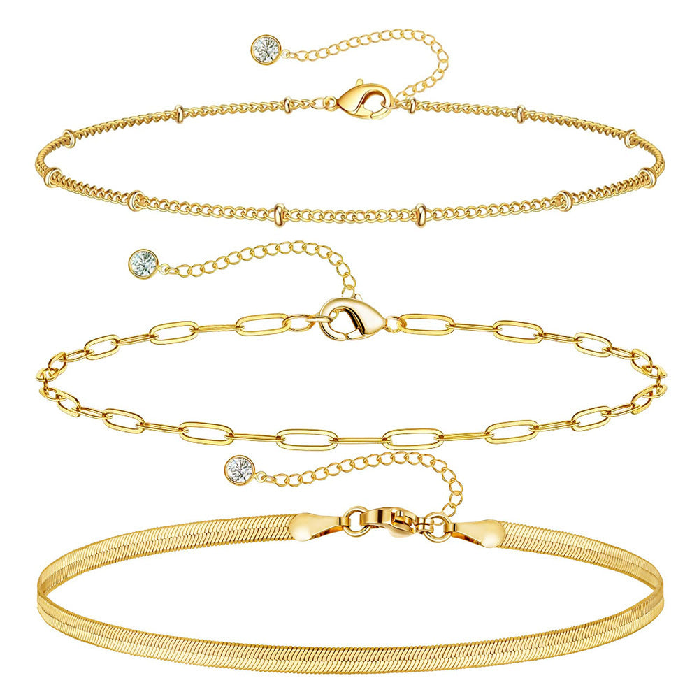 Damen stilvolles Armband-Set mit eleganten Glieder- und Kristallelementen Shop Nory