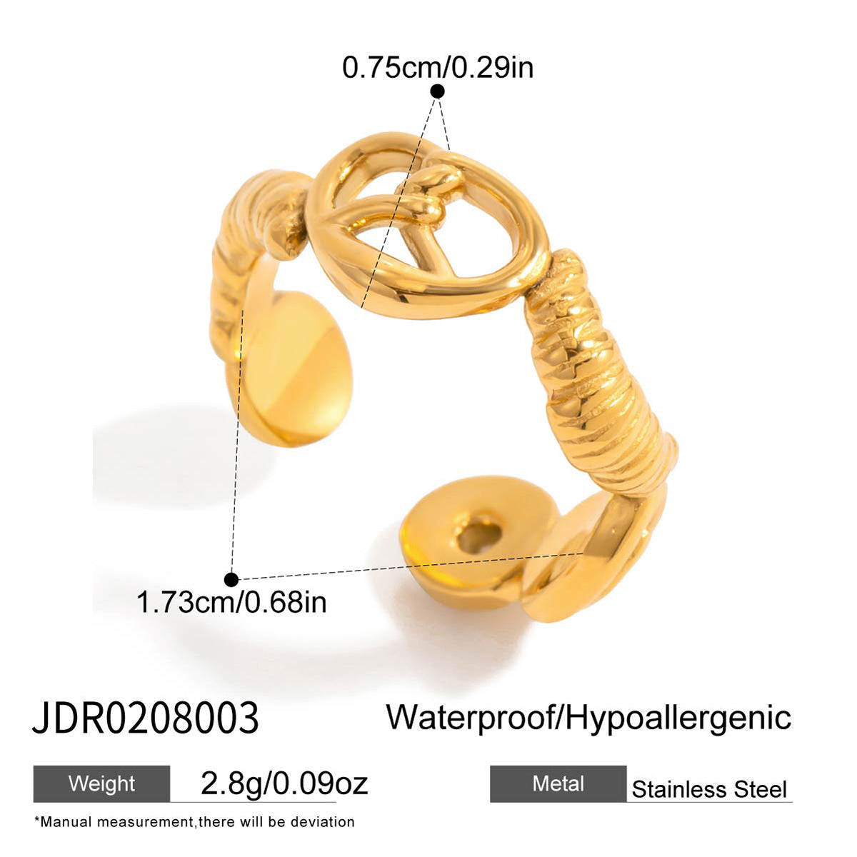 Damen Offenes Ringarmband mit elegantem Knoten-Design aus hypoallergenem Edelstahl Shop Nory