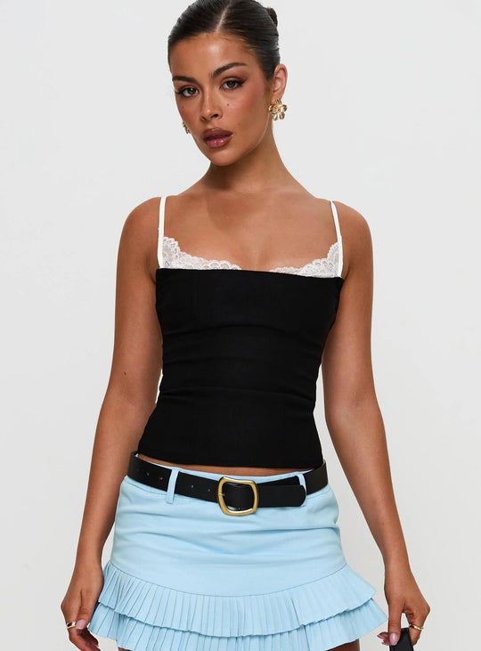 Damen Polka Dots Bustier-Top mit Spitzenakzenten