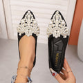 Damen elegante Ballerinas mit kunstvoller Perlenapplikation