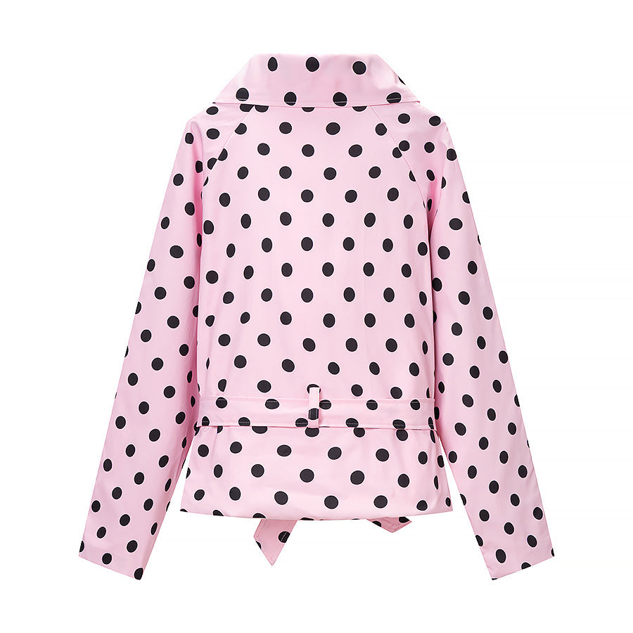 Damen Gepunkteter Trenchcoat-Style mit Bindegürtel und Ballonärmeln Shop Nory