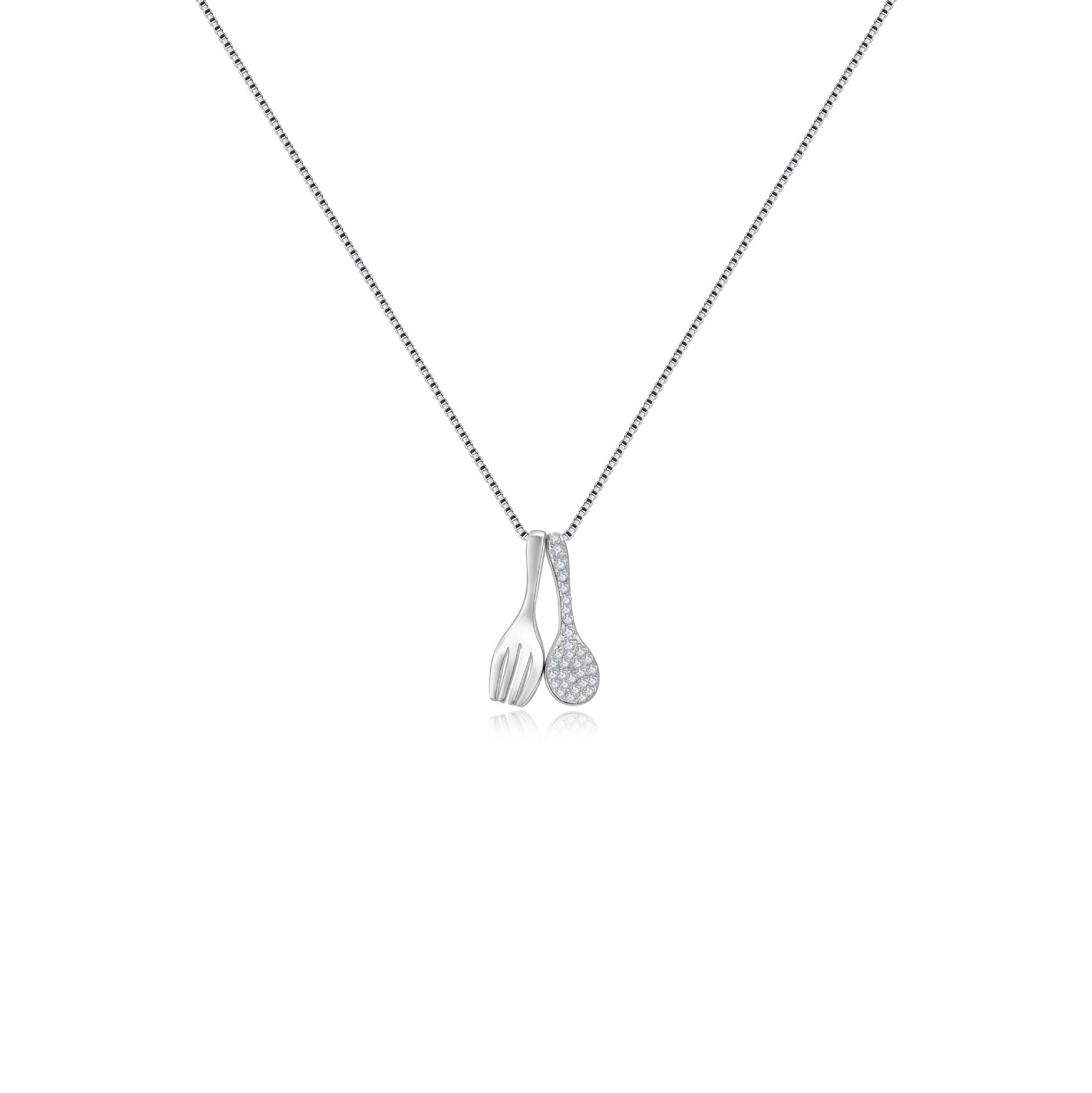 Damen Halskette mit verspieltem Löffel und Gabel Anhänger Shop Nory