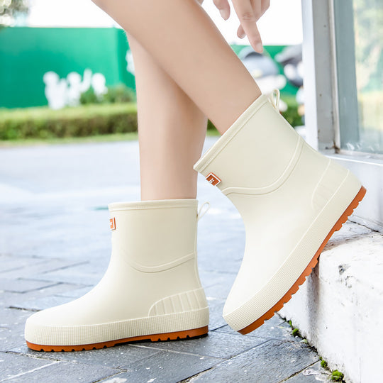 Damen Wasserdichte Kurz-Gummistiefel mit rutschfester Profilsohle und komfortabler Innensohle Shop Nory