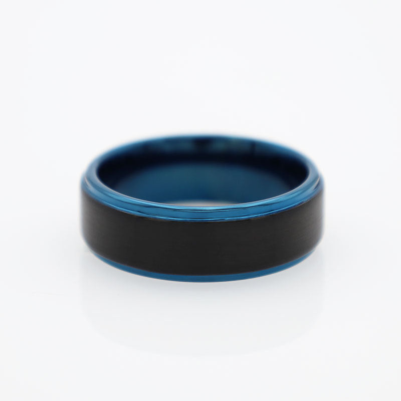 Herren Moderner Edelstahlring mit blauer Beschichtung Shop Nory