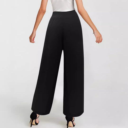 Damen Weite Leinenoptik‑Palazzohose mit hohem Smokbund, Kordelzug und Seitentaschen Shop Nory