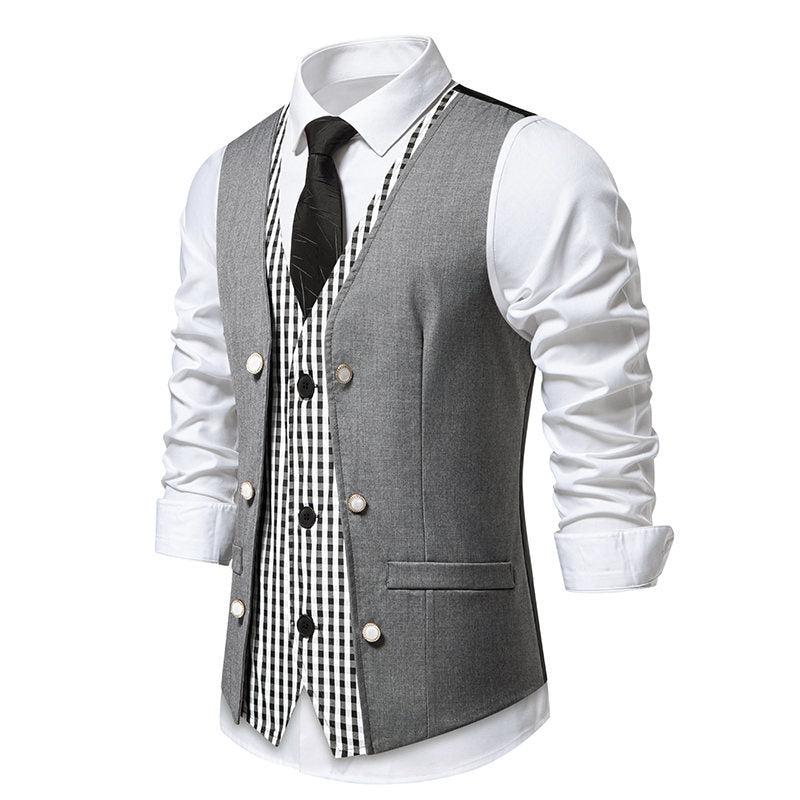Herren elegante Anzugweste mit kontrastierendem Innenmuster