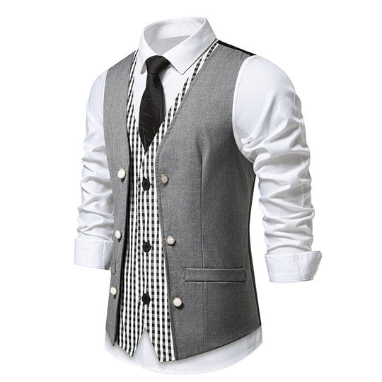 Herren elegante Anzugweste mit kontrastierendem Innenmuster