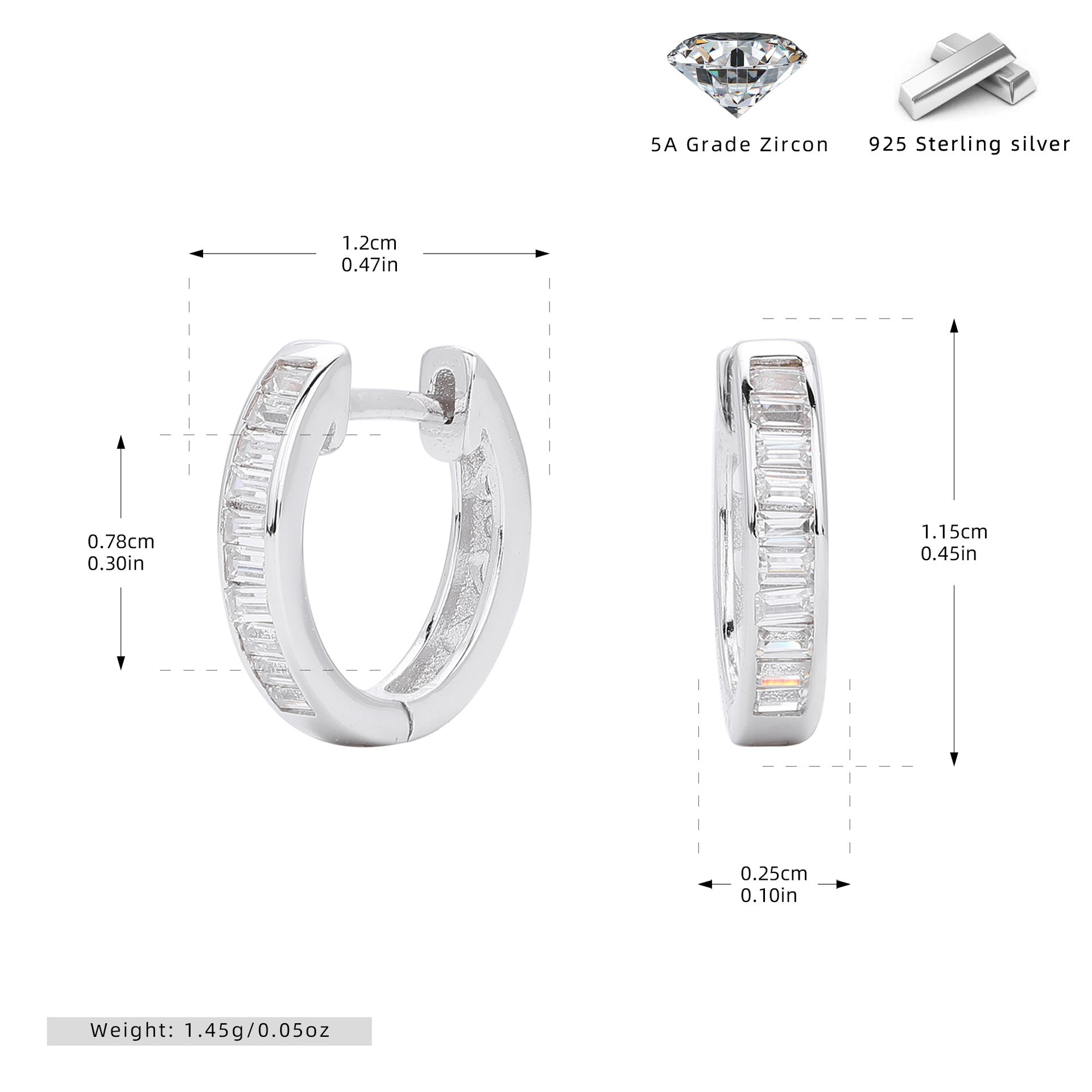 Damen Creolenohrringe mit luxuriösem Zirkonbesatz aus 925 Sterling Silber Shop Nory