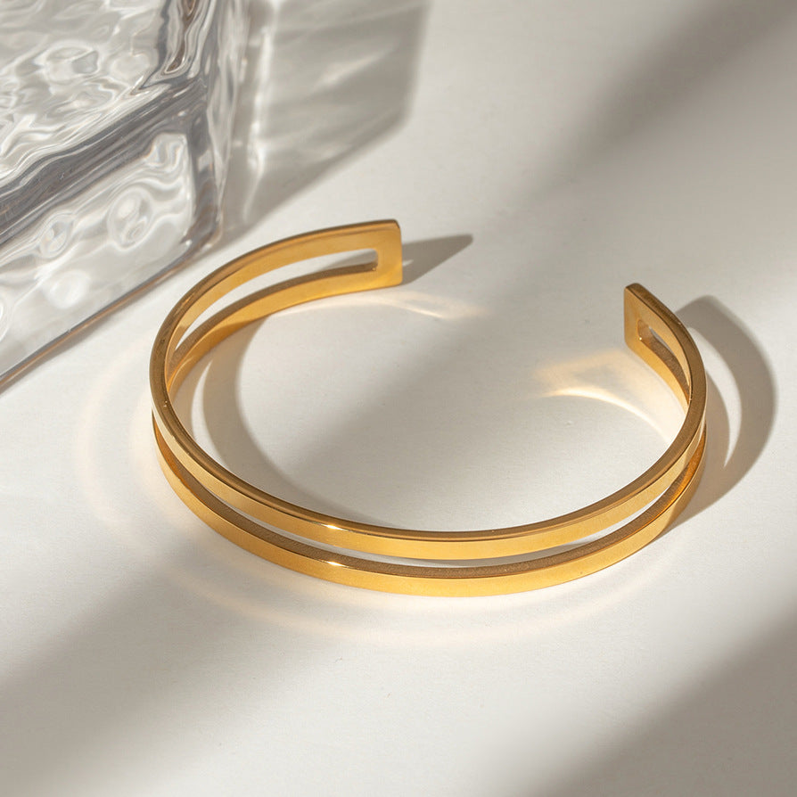 Damen Offenes Armreif aus hypoallergenem Edelstahl mit verstellbarem Design Shop Nory