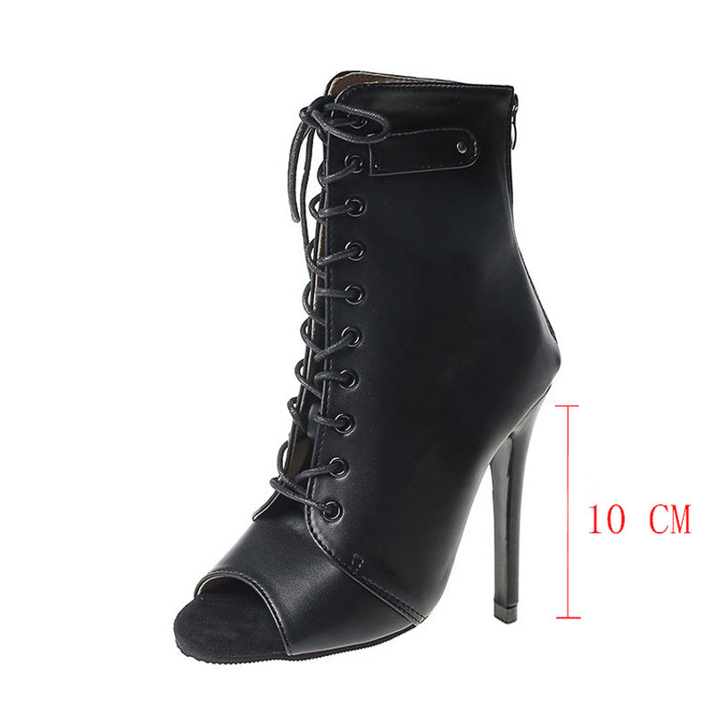 Damen Elegante Schnür-Ankleboots mit offenem Zehenbereich und schlankem Stilettoabsatz Shop Nory