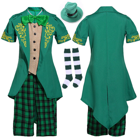 Mädchen Kostüm als irischer Leprechaun mit Hut und Schürze Shop Nory