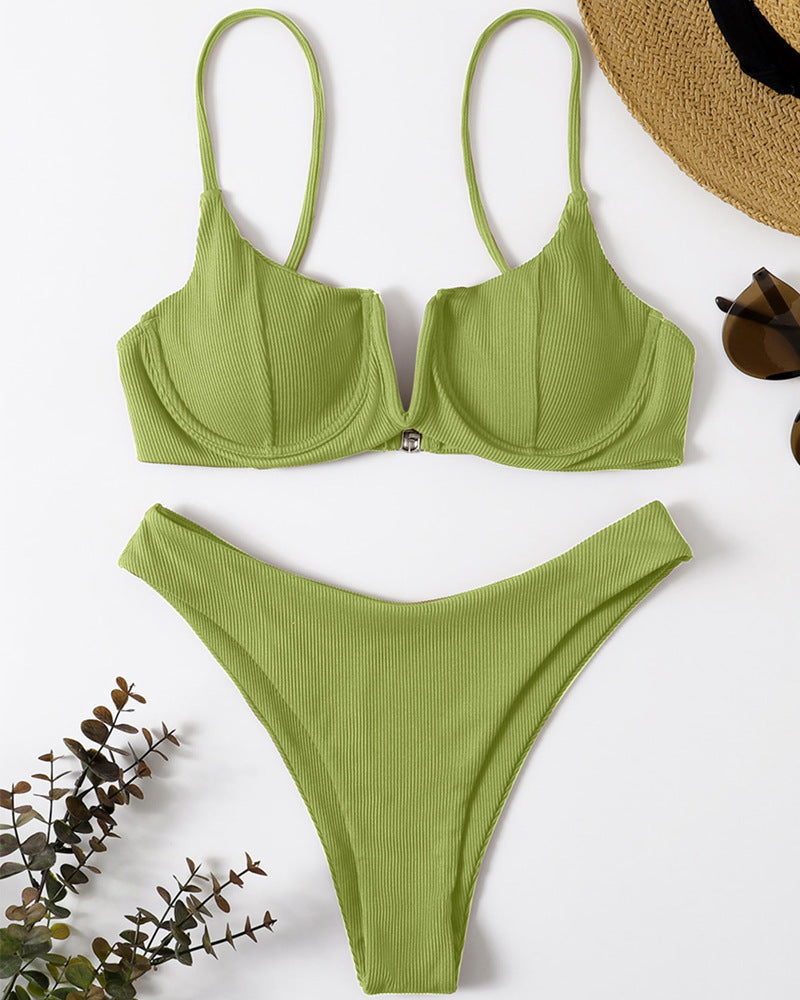 Damen-Bikini mit Bügel und strukturierter Rippoptik