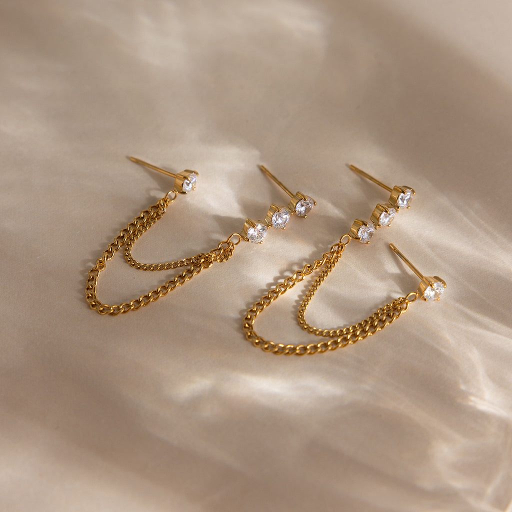 Damen Ohrhänger mit Perlenschmuck und elegantem Kettendesign Shop Nory