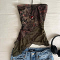 Damen Raffiniertes Oberteil mit floralem Design und asymmetrischem Schnitt Shopnory