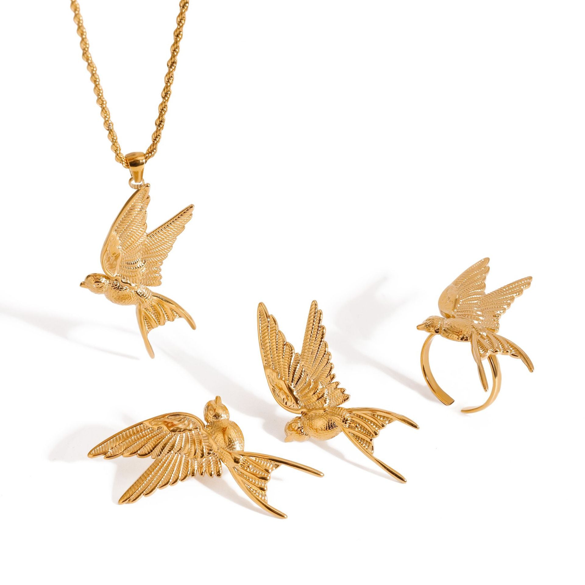 Damen Ohrhänger im eleganten Vogelmotiv aus hypoallergenem Edelstahl Shop Nory