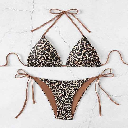 Damen Triangel-Bikini-Set mit verstellbaren BindShopnoryändern und animalischem Design