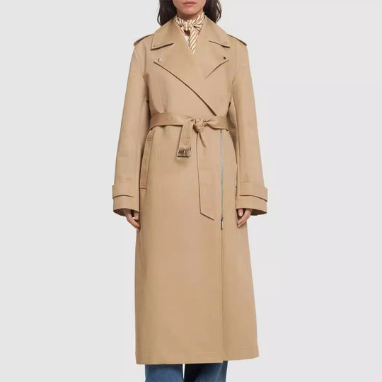 Damen bodenlanger Oversize-Trenchcoat mit Reißverschluss und weitem Schalkragen Shop Nory