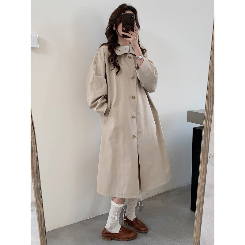 Damen Langer Oversize-Mantel im Trenchstil mit weitem Schnitt und klassischem Revers Shop Nory