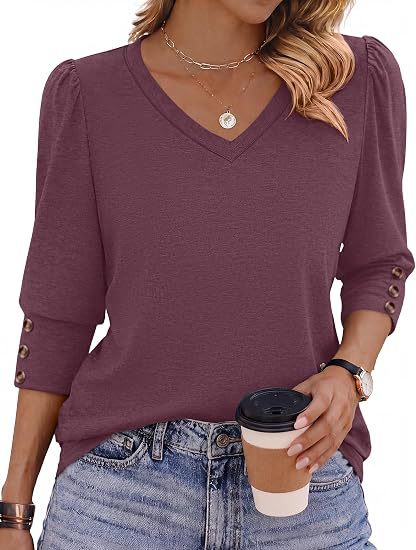 Damen Leopardenmuster V‑Neck Bluse mit 3/4-Ärmeln und geraffter Vorderpartie Shop Nory