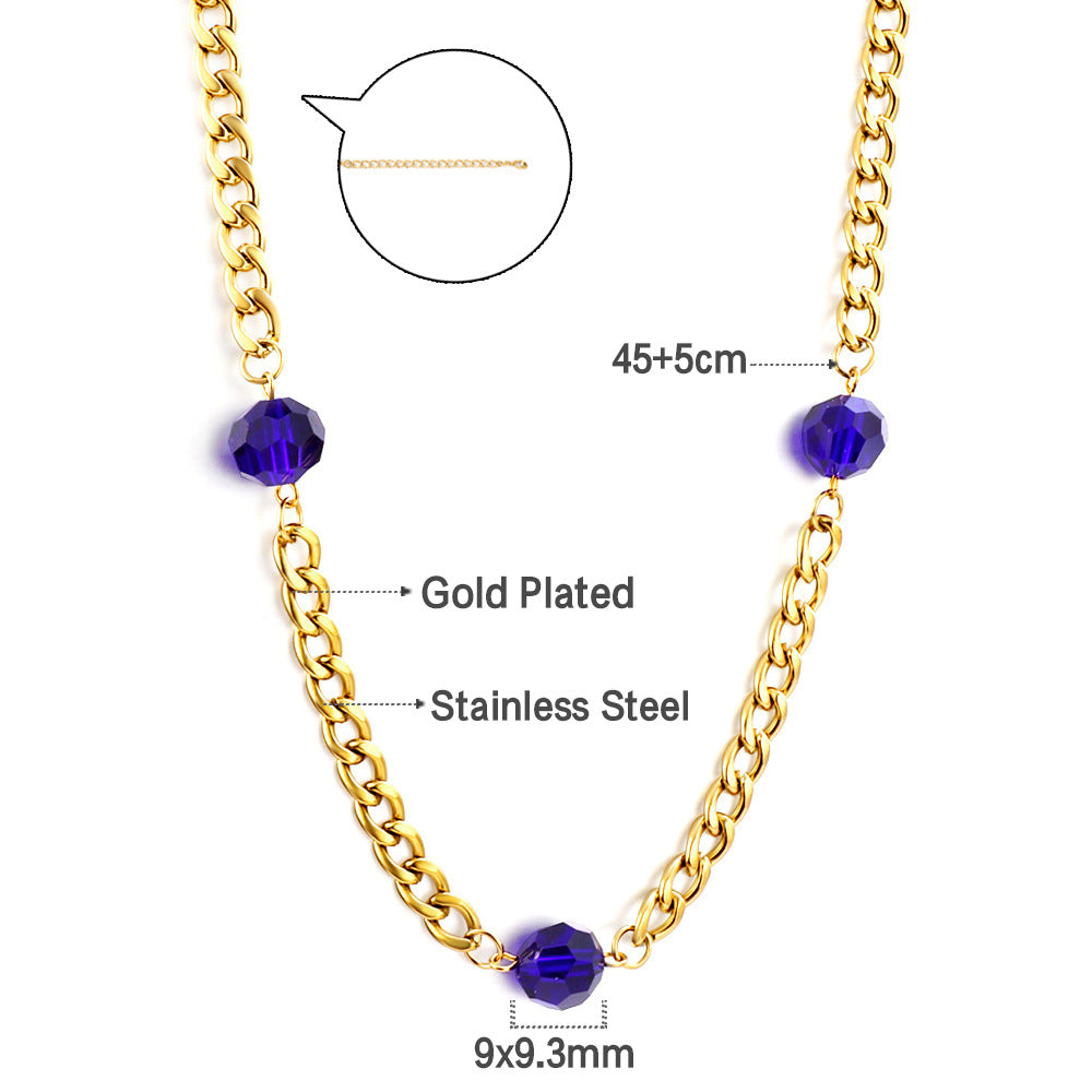 Damen multifunktionale Halskette mit bunten Kristallelementen und goldplattierter Oberfläche Shop Nory