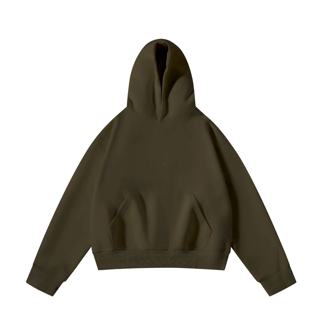 Unisex schwerer Oversize-Kapuzenpullover mit doppellagiger Kapuze Kängurutasche und breitem Rippbund Shop Nory