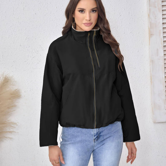 Damen Leichte gefütterte Übergangsjacke mit Stehkragen und Teddyfutter Shop Nory
