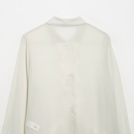 Damen Romantische Chiffon-Bluse mit Spitzenapplikation, Volant-Saum und Bindebändern Shop Nory