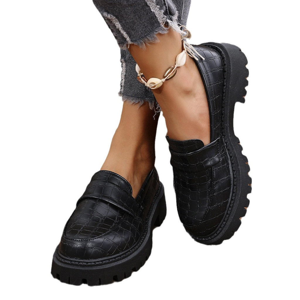 Damen Mokassins mit modernem Kroko-Design und robustem Profil