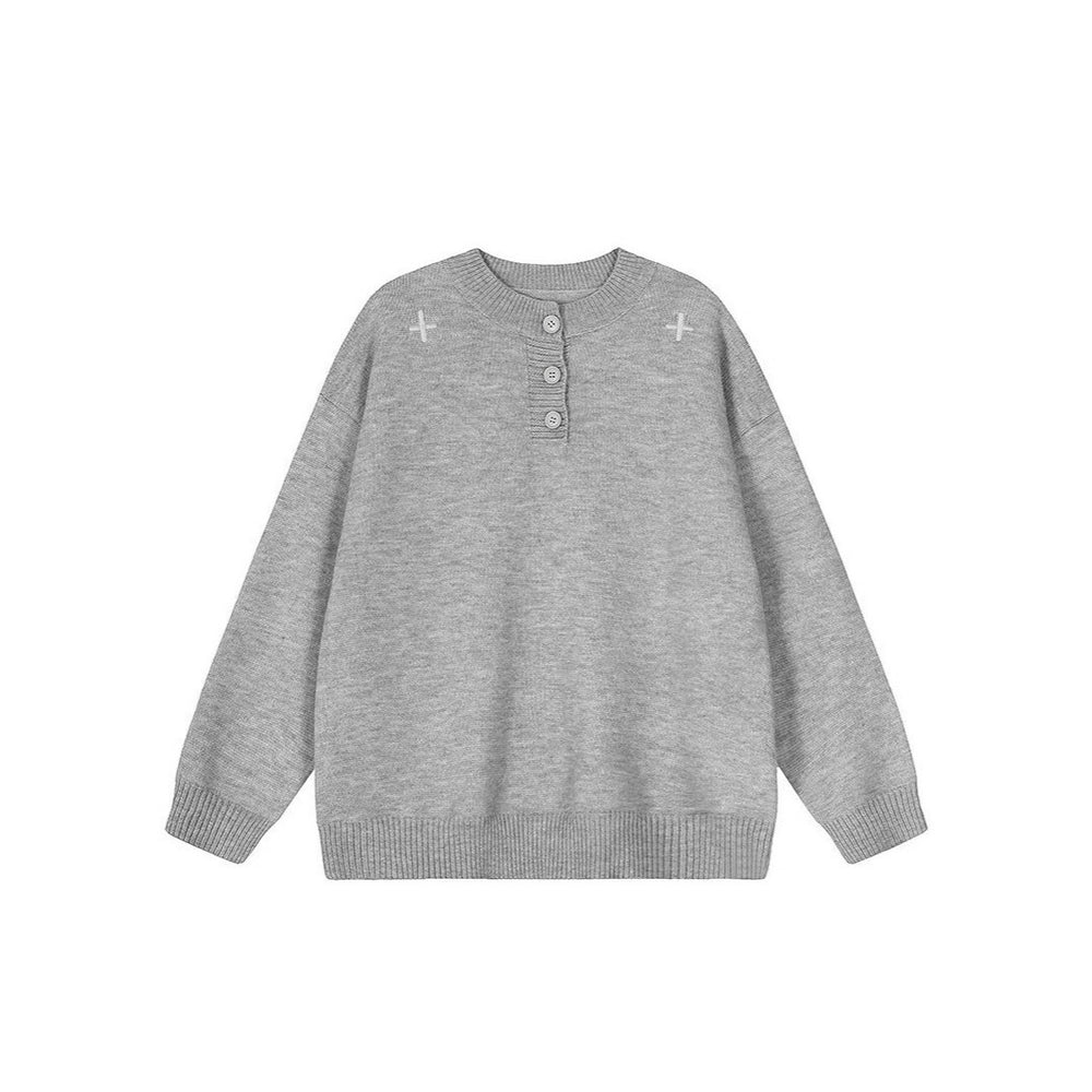 Damen Modischer Oversized Pullover mit Knopfleiste Shop Nory