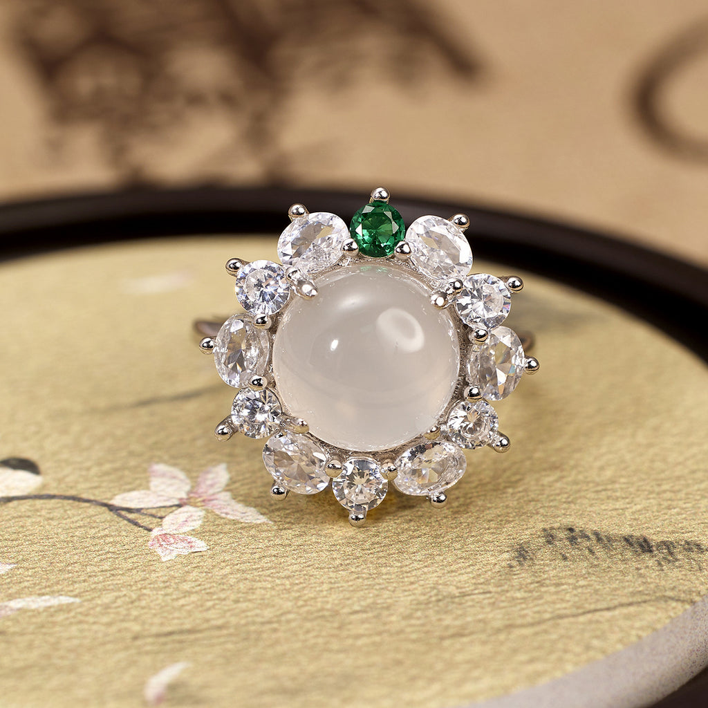 Damen Ring mit elegantem Mondstein und funkelnden Zirkonia Shop Nory