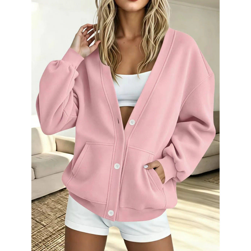 Damen Oversize-Cardigan mit Knopfleiste, Einschubtaschen und Ballonärmeln Shop Nory