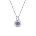 Damen elegante Halskette mit floralem Anhänger aus hochwertigem Amethyst und Zirkonia-Verzierungen Shop Nory