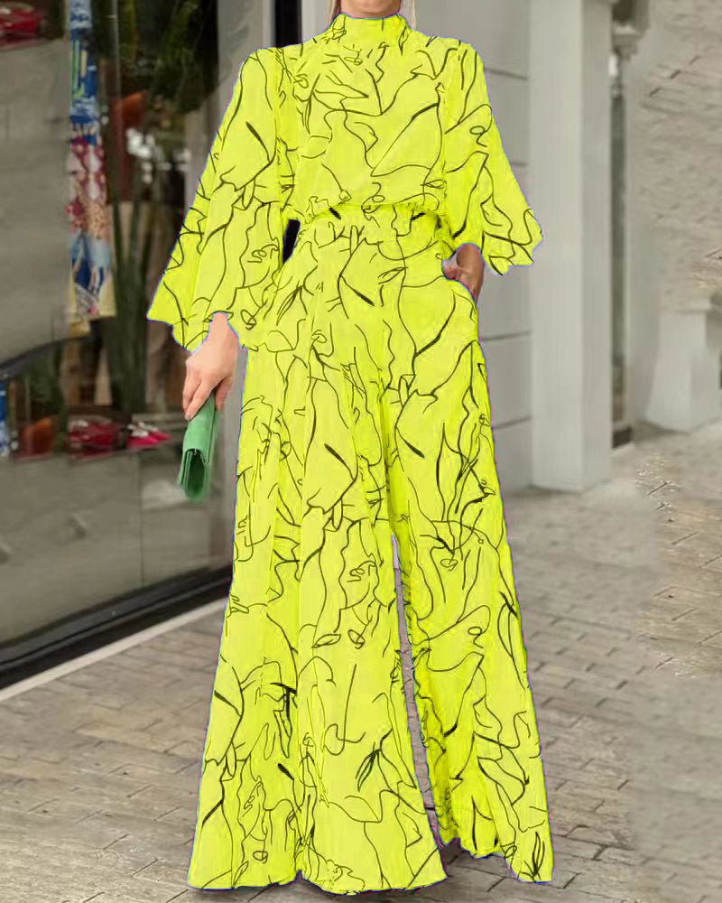 Damen Eleganter Longline Jumpsuit mit Stehkragen, Ballonärmeln und Seitentaschen Shop Nory
