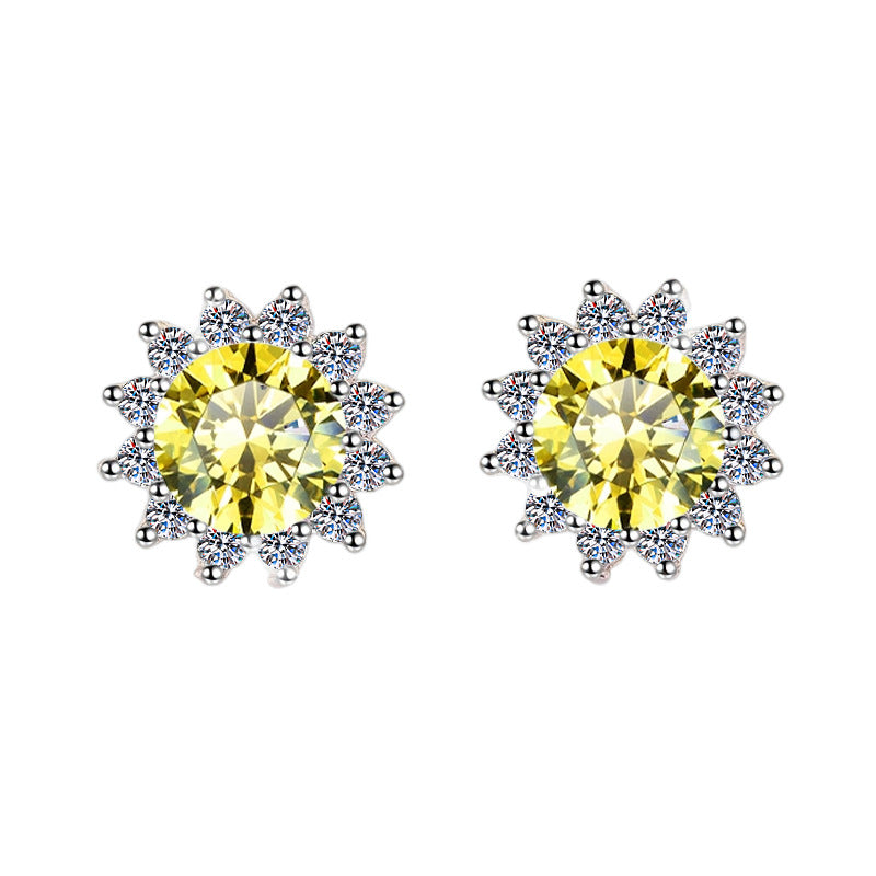 Damen Ohrringe mit strahlenden Zirkonia in floraler Form Shop Nory