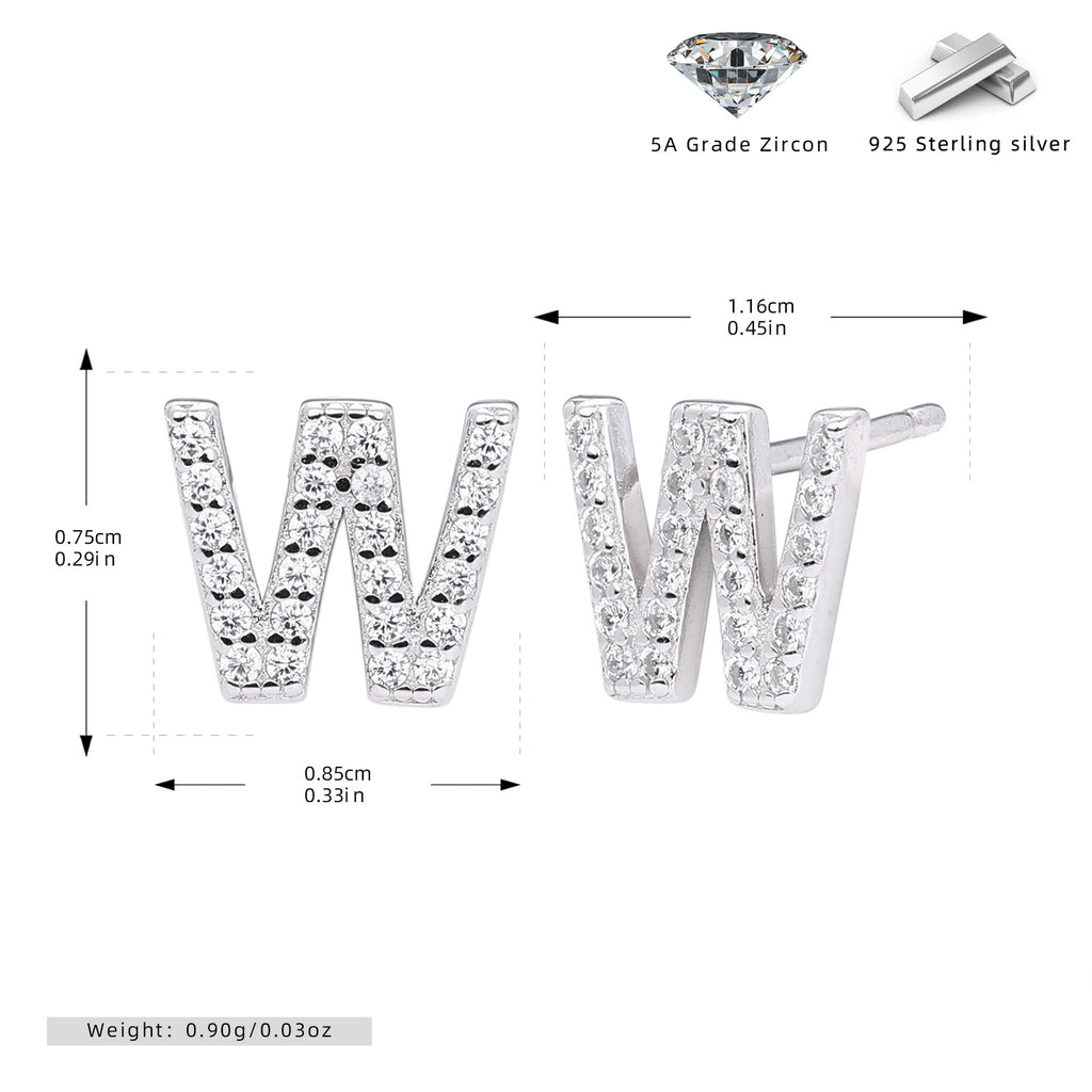 Damen Ohrstecker aus 925 Sterling Silber mit luxuriösem Zirkonbuchstaben R Shop Nory