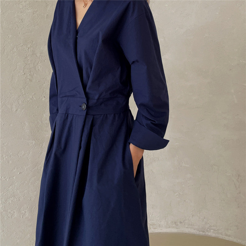 Damen Wickel-Hemdkleid mit tailliertem Bund, Kellerfalten und Eingrifftaschen Shop Nory