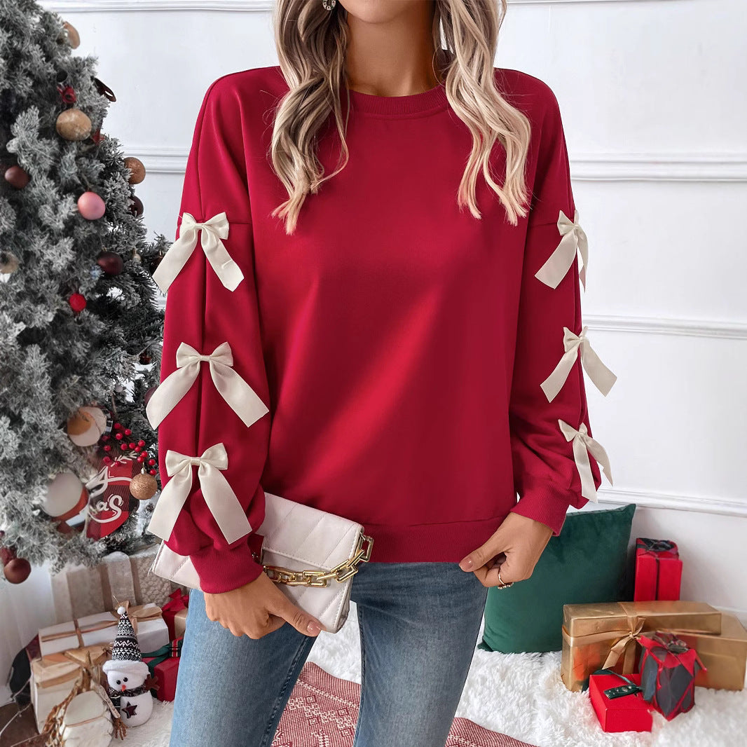 Damen Sweatshirt mit dekorischen Schleifen an den Ärmeln Shop Nory